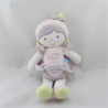 Doudou poupée mauve violet rose oiseau SUCRE D'ORGE