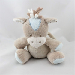 Doudou musical poney cheval beige bleu NATTOU