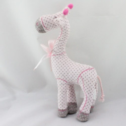 Doudou girafe rose gris pois TAPE A L'OEIL