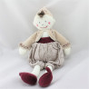 Doudou poupée lutin beige rouge blanc Babouche BERLINGOT 
