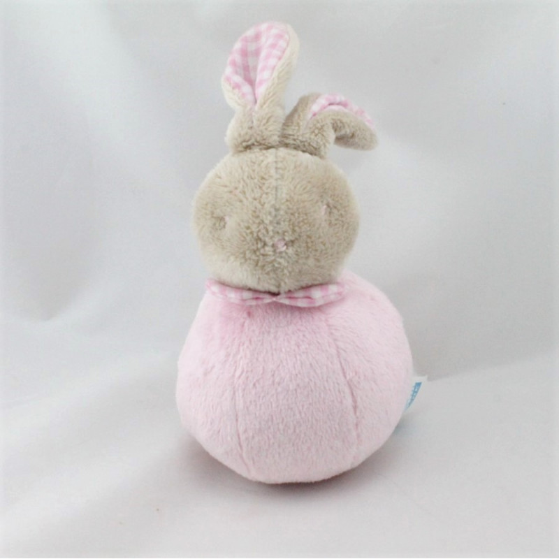 Doudou hochet quille Lapin beige rose KLORANE
