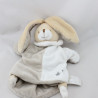 Doudou marionnette lapin blanc beige gris étoile UN REVE DE BEBE
