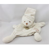 Doudou et compagnie bio marionnette lapin blanc fleur