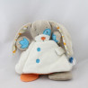 Doudou livre lapin beige blanc orange feuille verte TEX