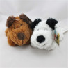 Doudou peluche chien marron et chien noir blanc AUCHAN
