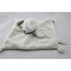 Doudou plat lapin blanc bandanas gris TEX BABY