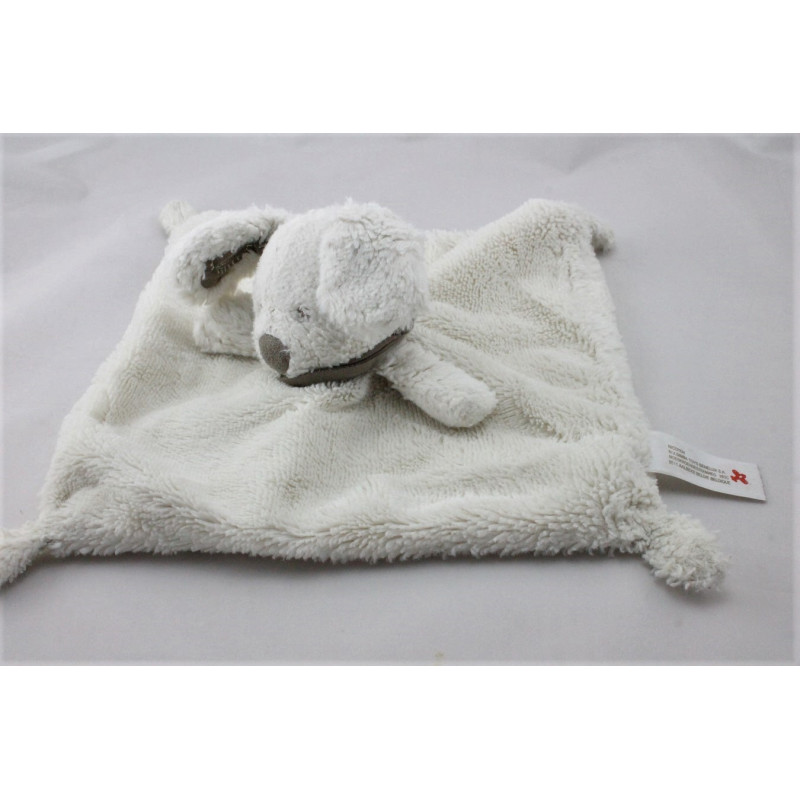 Doudou plat lapin blanc bandanas gris TEX BABY
