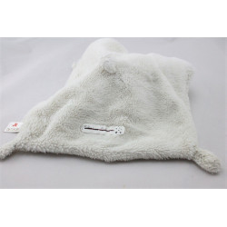 Doudou plat lapin blanc bandanas gris TEX BABY