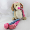 Doudou chien beige bleu rose LIEF