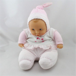 Doudou bébé poupée Baby Pouce rose blanc COROLLE 2010