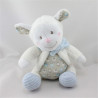 Doudou mouton blanc beige bleu laine NICOTOY