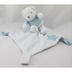 Doudou plat mouchoir ours blanc bleu étoile PREMAMAN