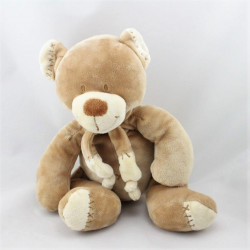 Doudou ours Beige écru écharpe NICOTOY