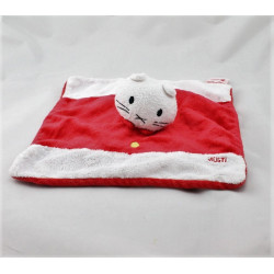 Doudou plat chat rouge blanc MUSTI BENGY