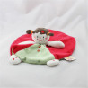 Doudou plat rond poupée fille rouge vert DOUKIDOU