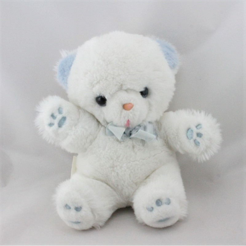 Doudou Peluche ours blanc bleu BOULGOM