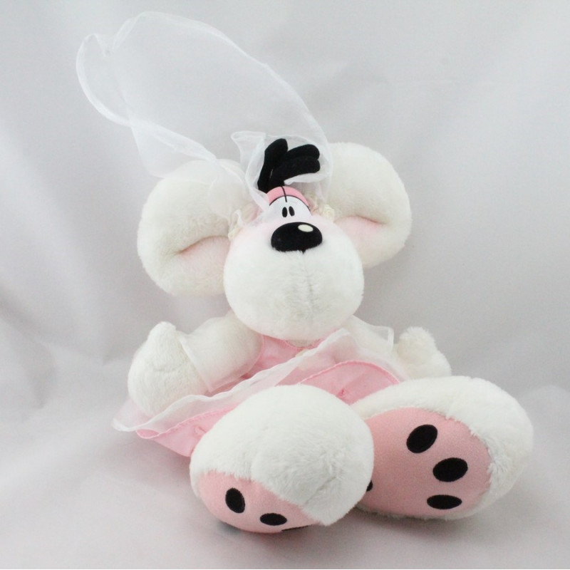 Doudou souris robe rose satin Mariée Diddlina DIDDL
