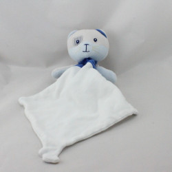 Doudou chat bleu mouchoir Cajou SUCRE D'ORGE