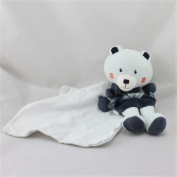 Doudou ours bleu ciel et bleu marine mouchoir cajour SUCRE D'ORGE