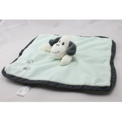 Doudou plat chien gris vert empreintes ZEEMAN