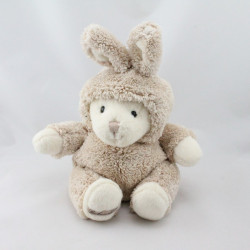 Peluche ours beige blanc déguisé en lapin BUKOWSKI