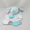 Doudou plat chien bleu blanc gris pois dentition KIOKIDS