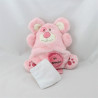 Doudou et compagnie plat souris rose mouchoir monster