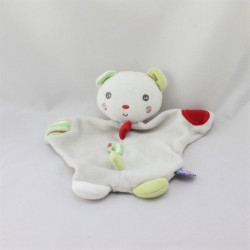 Doudou plat ours beige gris rouge vert SUCRE D'ORGE