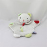 Doudou plat ours beige gris rouge vert SUCRE D'ORGE
