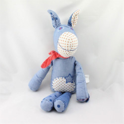 Doudou ane bleu jean étoiles rouge VERTBAUDET