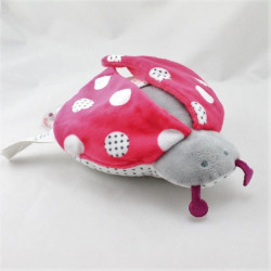 Doudou eveil coccinelle grise rouge blanche hochet miroir OBAIBI