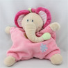 Doudou semi plat éléphant beige rose fleurs NATTOU