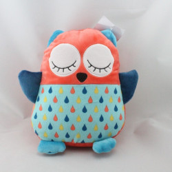 Doudou chouette hibou bleu orange  VERTBAUDET 