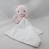 Doudou ours rose avec mouchoir blanc KIMBALOO