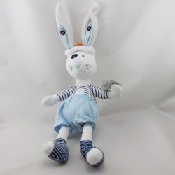 Doudou lapin blanc bleu rayé marin TAPE A L'OEIL