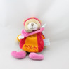 Doudou ours cape Indidous rose orange DOUDOU ET COMPAGNIE