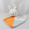 Doudou plat lapin blanc orange gris SIPLEC