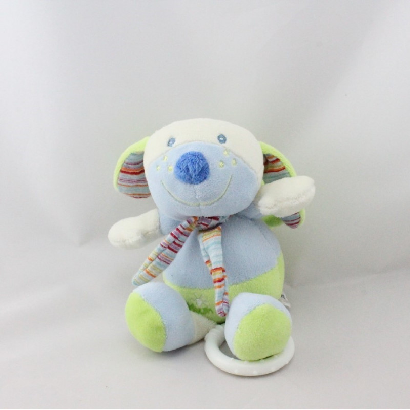 Doudou musical lapin chien bleu vert BABYSUN