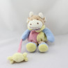 Doudou et Compagnie vache rose bleu jaune bonbon