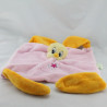 Doudou plat rose Titi Le Canari jaune LOONEY TUNES