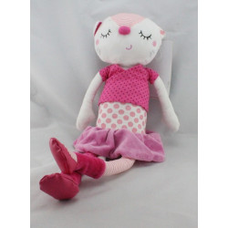 Doudou chat blanc rose pois ORCHESTRA PREMAMAN