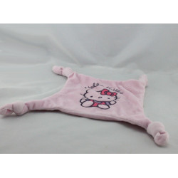Doudou plat carré rose chat HELLO KITTY