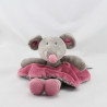 Doudou souris grise rose fleurs TAPE A L'OEIL