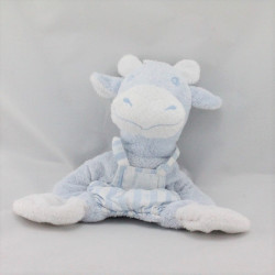 Doudou plat vache bleu tablier rayé TARTINE ET CHOCOLAT