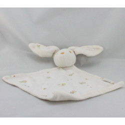 Doudou plat lapin blanc imprimé petit ours SERGENT MAJOR