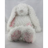 Grand Doudou peluche lapin blanc rose fleurs