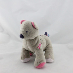 Doudou chat chien gris rose violet SUCRE D'ORGE