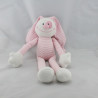 Doudou lapin rose blanc rayé BOUT'CHOU BOUTCHOU