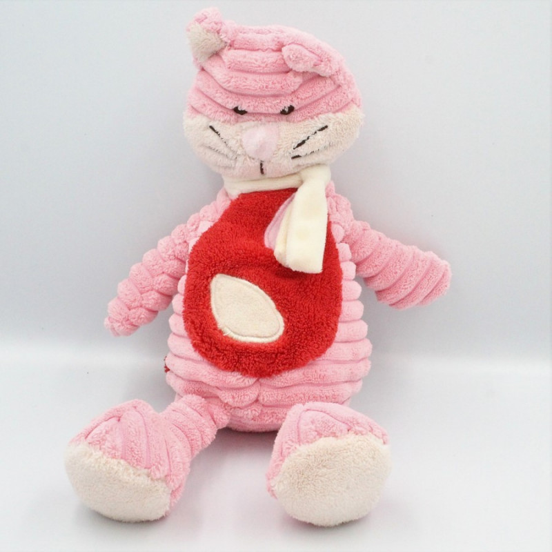 Doudou velours chat rose rouge TEX