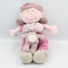 Doudou musical poupée fille rose prune robe fleurs Nina Kenza NOUKIE'S